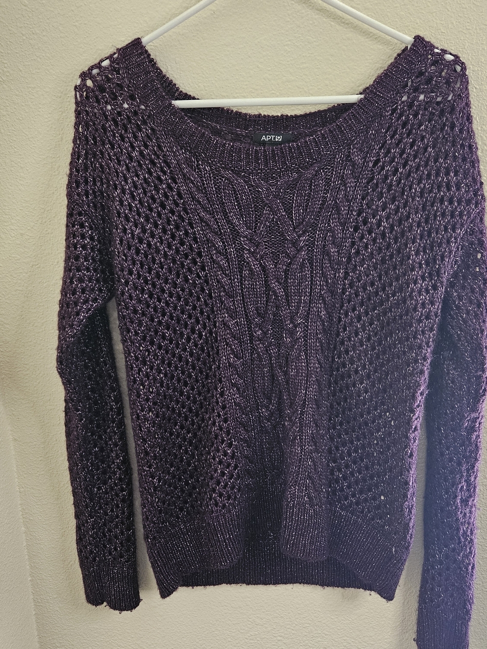 APT. 9 Women's Cable Knit Crewneck Sweater - Deep Plum